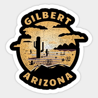 Gilbert Arizona Desert Illustration Vintage Souvenir Sticker